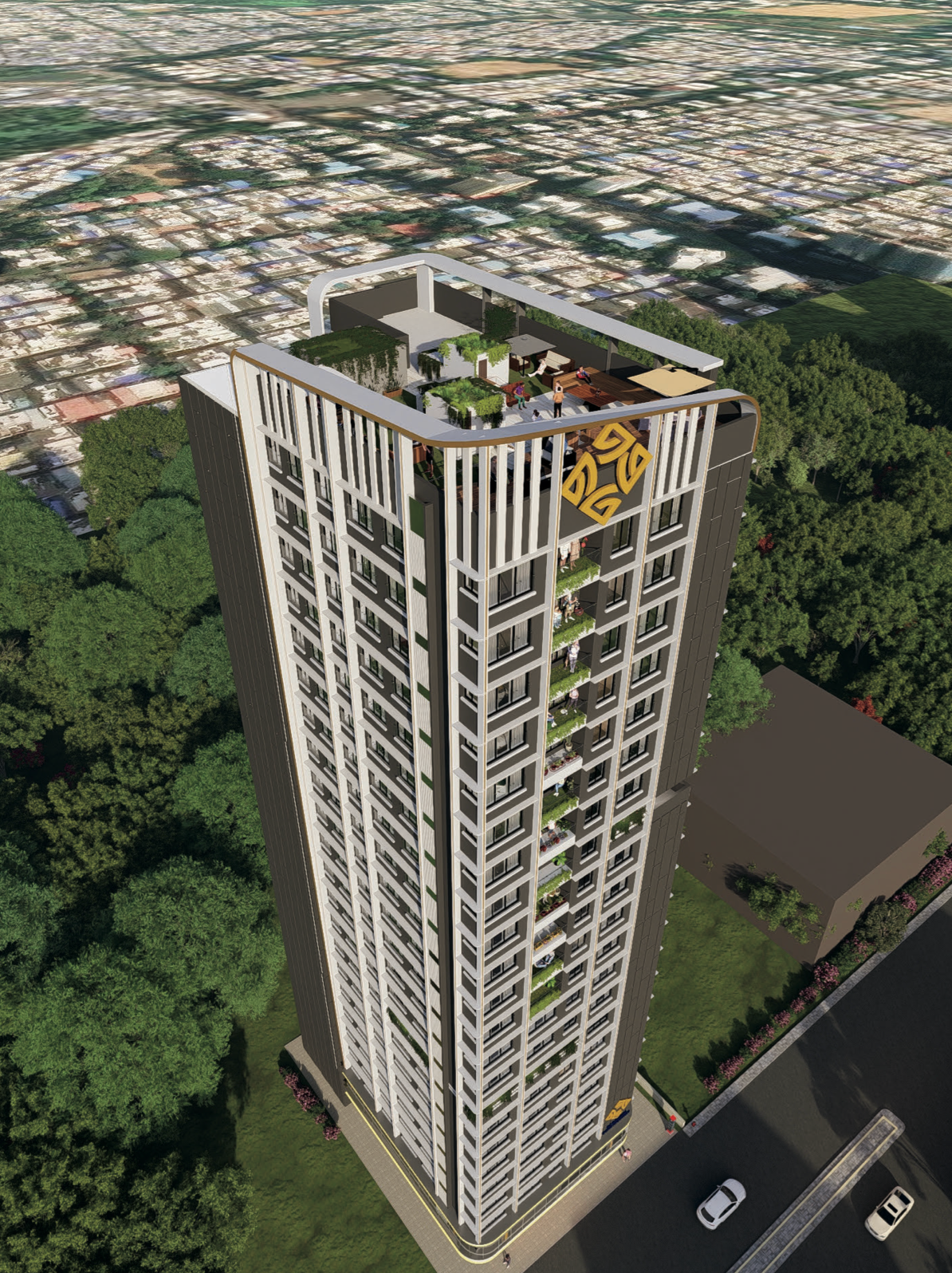 Modern luxury street-view residential facade showcasing premium architecture in Charkop Kandivali West
