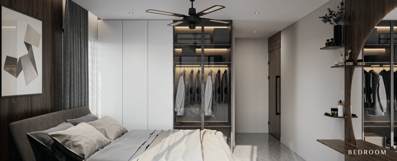 Luxurious modern bedroom with elegant interiors and premium comfort