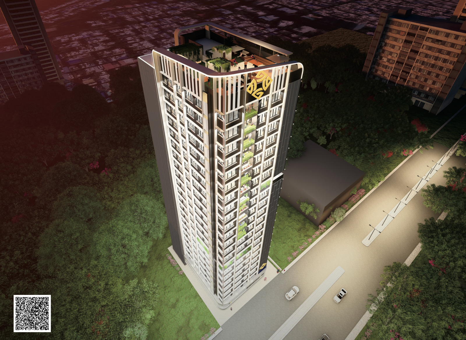 Luxury tower top-view showcasing the modern architectural elevation of Gagangiri Aadhya in Charkop Kandivali West