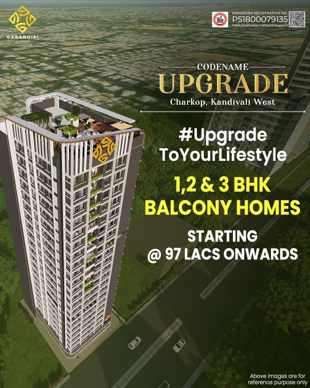 Modern luxury street-view residential facade showcasing premium architecture in Charkop Kandivali West